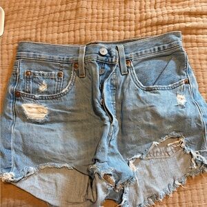 Levi's Light Blue Distressed Jean Shorts